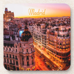 Madrid Spain Capitol City Skyline Coaster