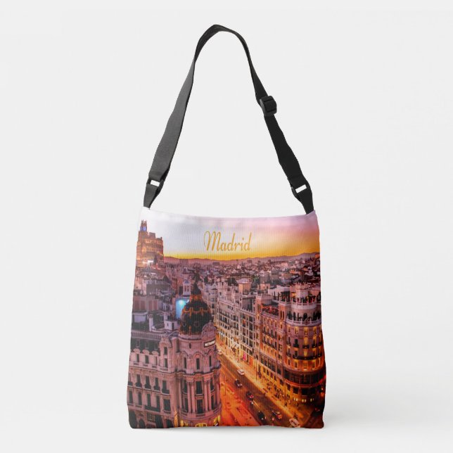 Madrid Spain Capitol City Skyline Crossbody Bag (Back)