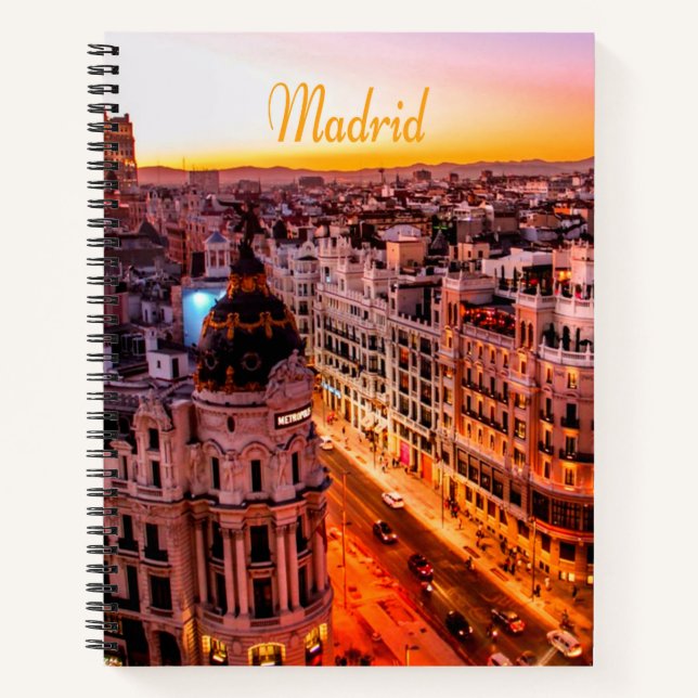 Madrid Spain Capitol City Skyline Notebook (Front)