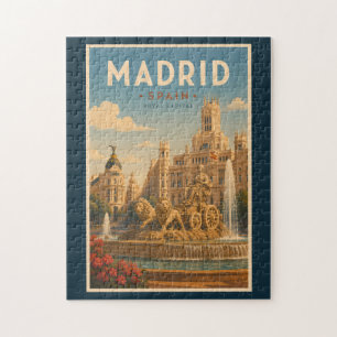 Madrid Spain Cibeles Fountain Illustration Travel Jigsaw Puzzle