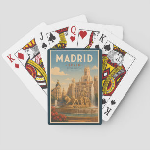 Madrid Spain Cibeles Fountain Illustration Travel Playing Cards