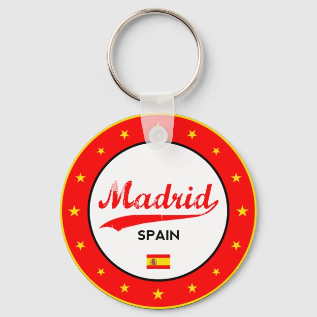 Madrid, Spain, circle, white Keychain (Front)