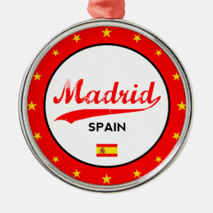 Madrid, Spain, circle, white Metal Ornament