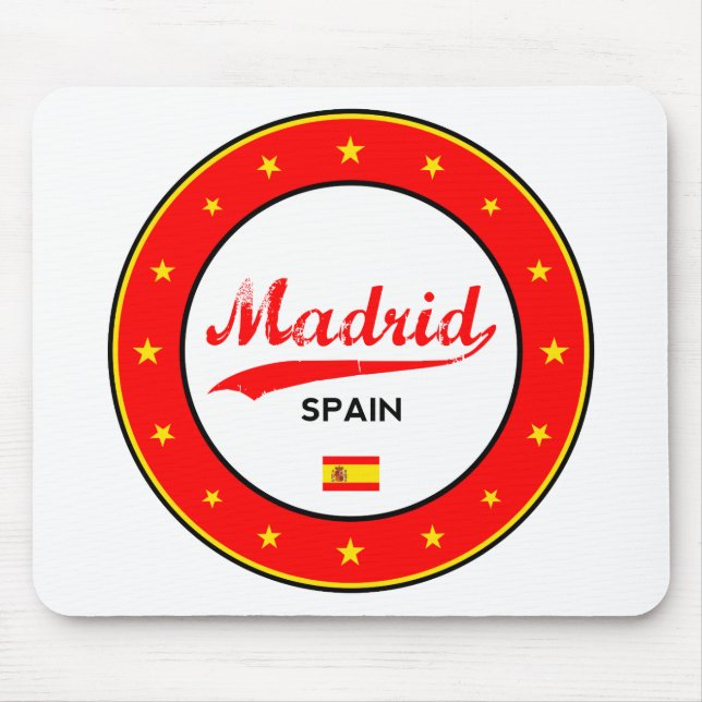 Madrid, Spain, circle, white Mouse Pad (Front)