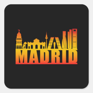 Madrid Spain City Cityscape Skyline Funny Gift Square Sticker