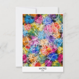 Madrid Spain City Map Thank You Card