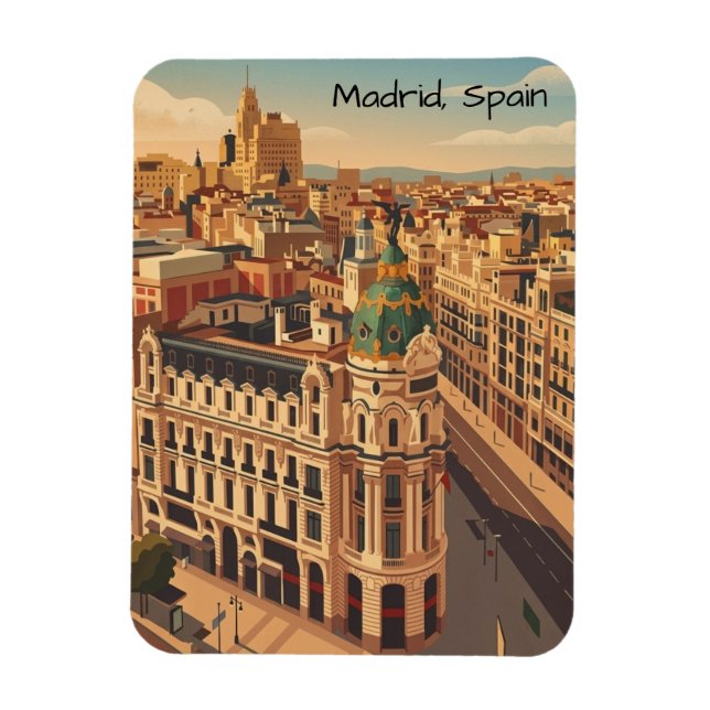 Madrid Spain City Silhouette Architecture Magnet (Vertical)