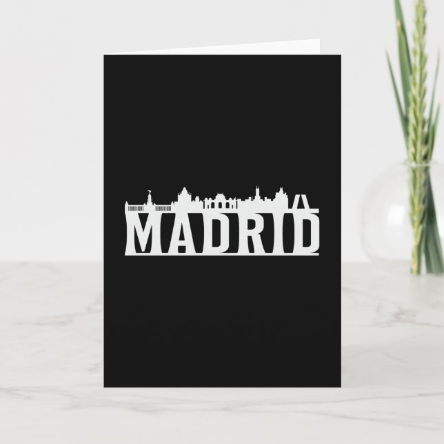 Madrid Spain City Skyline Cityscape Funny Gift Card (Front)