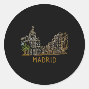 Madrid Spain Hand Drawn Classic Round Sticker