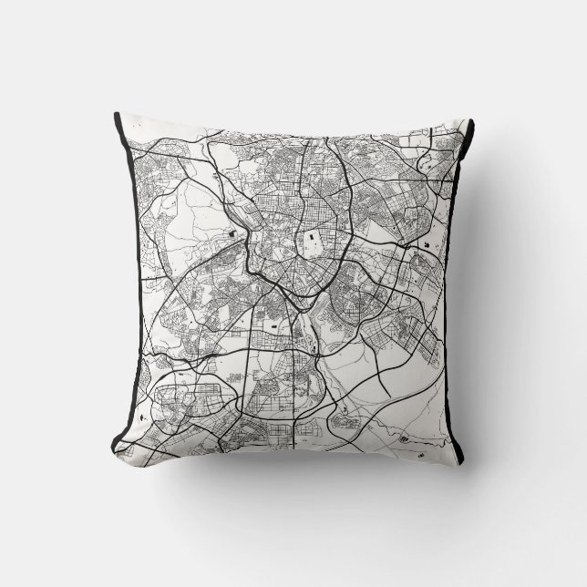 Madrid Spain Map Throw Pillow (Front)