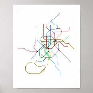 Madrid Spain Metro Map Art Print