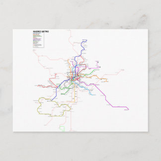 Madrid (Spain) Metro Map Postcard