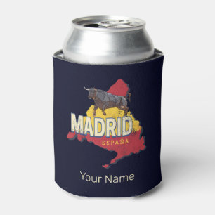 Madrid Spain Retro Region Map Vintage Bull Can Cooler