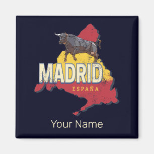 Madrid Spain Retro Region Map Vintage Bull Magnet