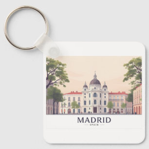 Madrid Spain Royal Palace Pastel Travel Design Keychain