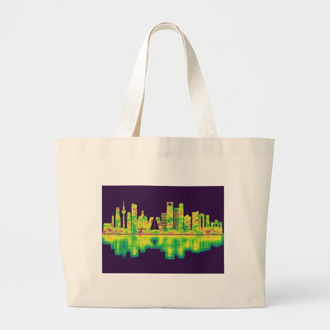 Madrid Spain Skyline Large Tote Bag (Front)