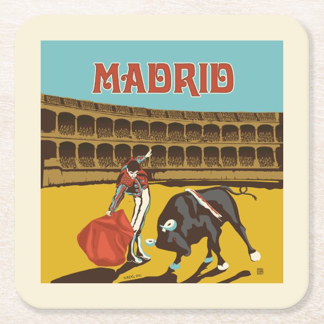 Madrid, Spain Square Paper Coaster (Front)
