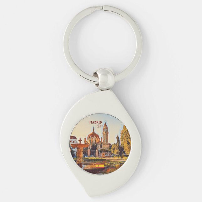 Madrid Spain Travel landscape souvenir Keychain (Front)