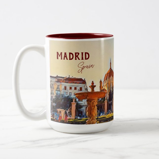 Madrid Spain Travel landscape souvenir Two-Tone Coffee Mug (Left)