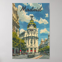 Madrid Spain Vintage Retro Travel Illustration