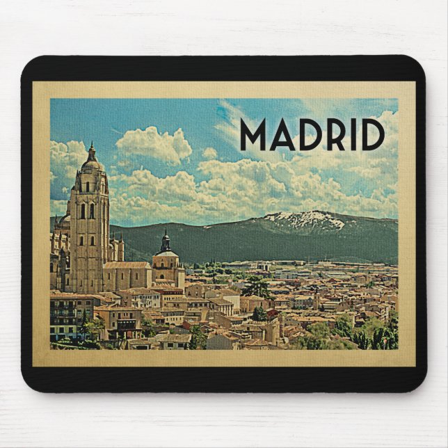 Madrid Spain Vintage Travel Mouse Pad (Front)