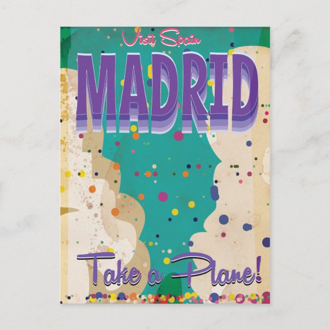 Madrid,Spain Vintage vacation Poster Postcard (Front)