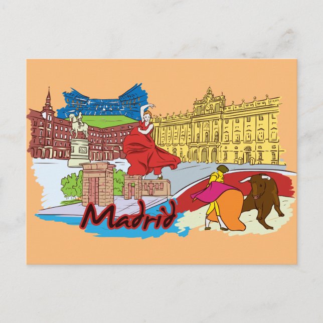 Madrid, Spain World Famous City Postcard (Front)