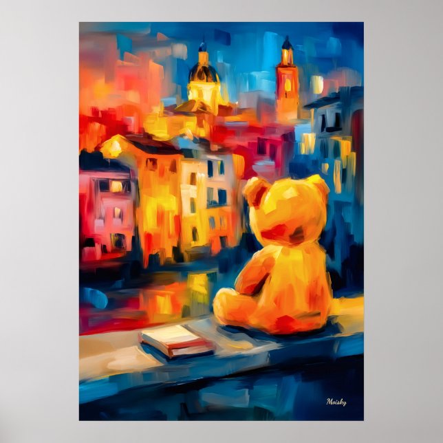 Madrid Teddy Sunset Plaza Skyline Print (Front)