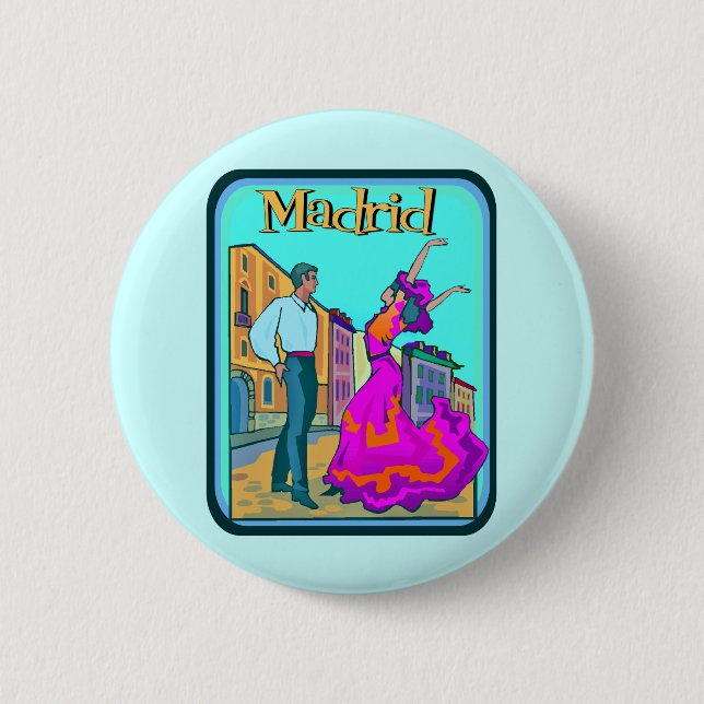 Madrid Travel Poster 2 Inch Round Button (Front)