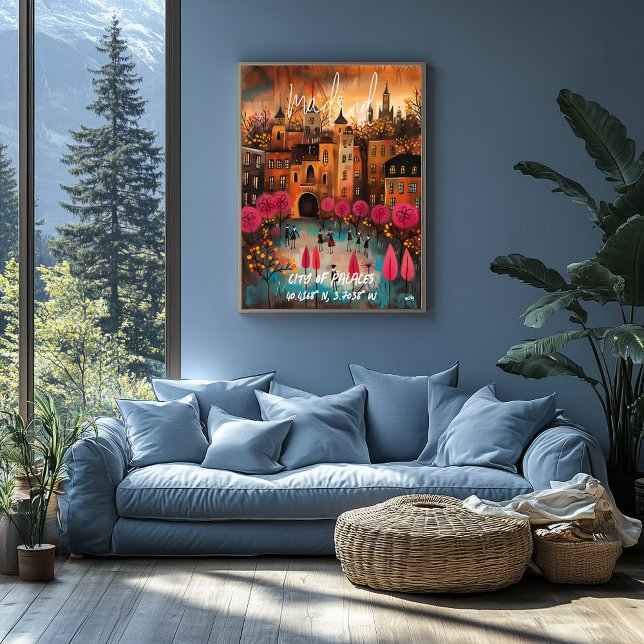 Madrid Travel – Warm Illustrated Cityscape Art Poster (Creator Uploaded)