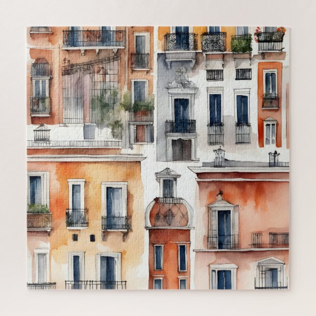 Madrid watercolor art jigsaw puzzle (Vertical)