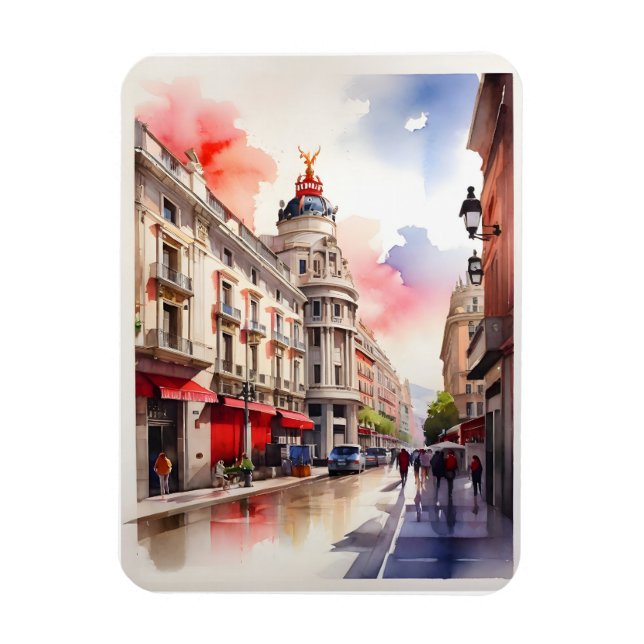 Madrid watercolor art magnet (Vertical)