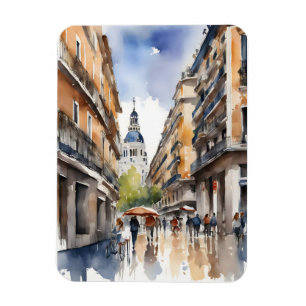 Madrid watercolor art magnet