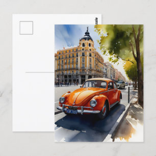 Madrid watercolor art postcard