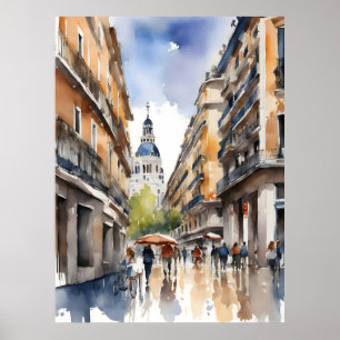 Madrid watercolor art poster