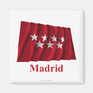 Madrid waving flag with name magnet
