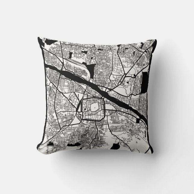 Madurai Tamil Nadu City Map Throw Pillow (Front)