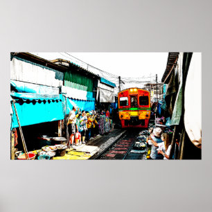 Mae Klong Railway Market in Bangkok Thailand Poster
