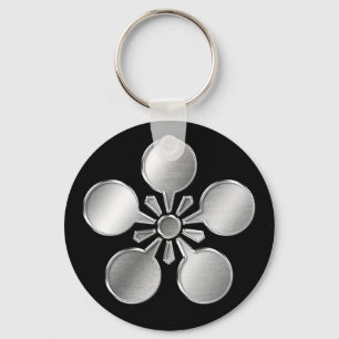 Maeda Clan Kamon Silver Chrome Keychain