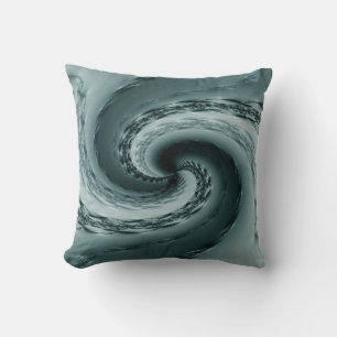 Maelstrom Fractal Abstract - Teal Throw Pillow