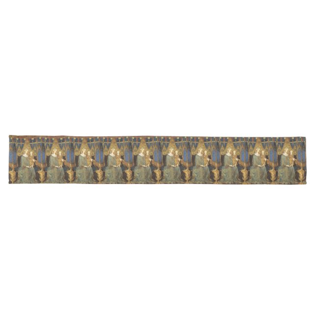 MAESTA,VIRGIN AND CHILD,Blue Gold Yellow Christmas Long Table Runner (Horizontal)