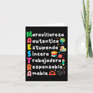 Maestra Acronym Spanish Teacher Back To School Lat Card