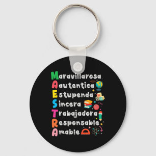 Maestra Acronym Spanish Teacher Back To School Lat Keychain