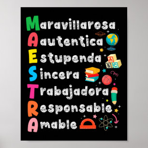 Maestra Acronym Spanish Teacher Back To School Lat Poster
