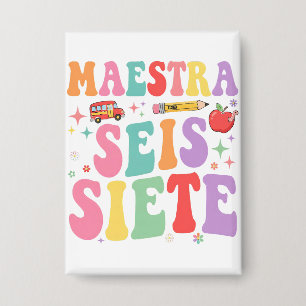 Maestra Seis Siete Retro Teacher Cute Spanish