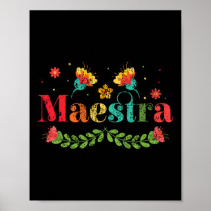 Maestra Spanish Teacher Multilingual Bilingual Tea Poster