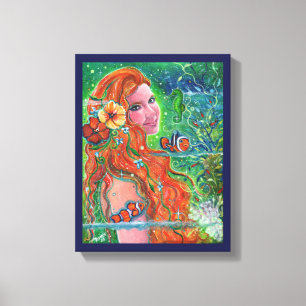 Maev Mermaid clownfish art by Renee Lavoie   Canvas Print