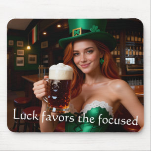 Maeve in Emerald Corset Irish Pub St Patrick's Day Mouse Pad