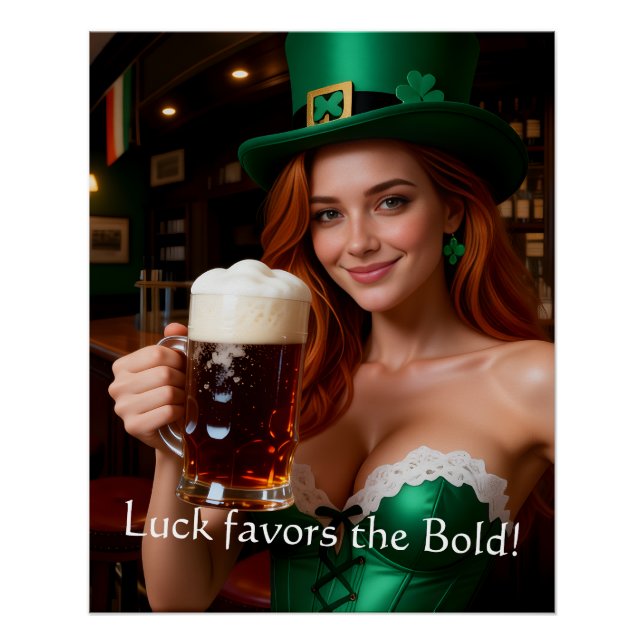Maeve in Emerald Corset Irish Pub St Patrick's Day Poster (Front)