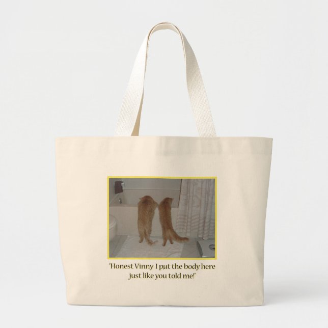 Mafia Cats Humour Large Tote Bag (Front)